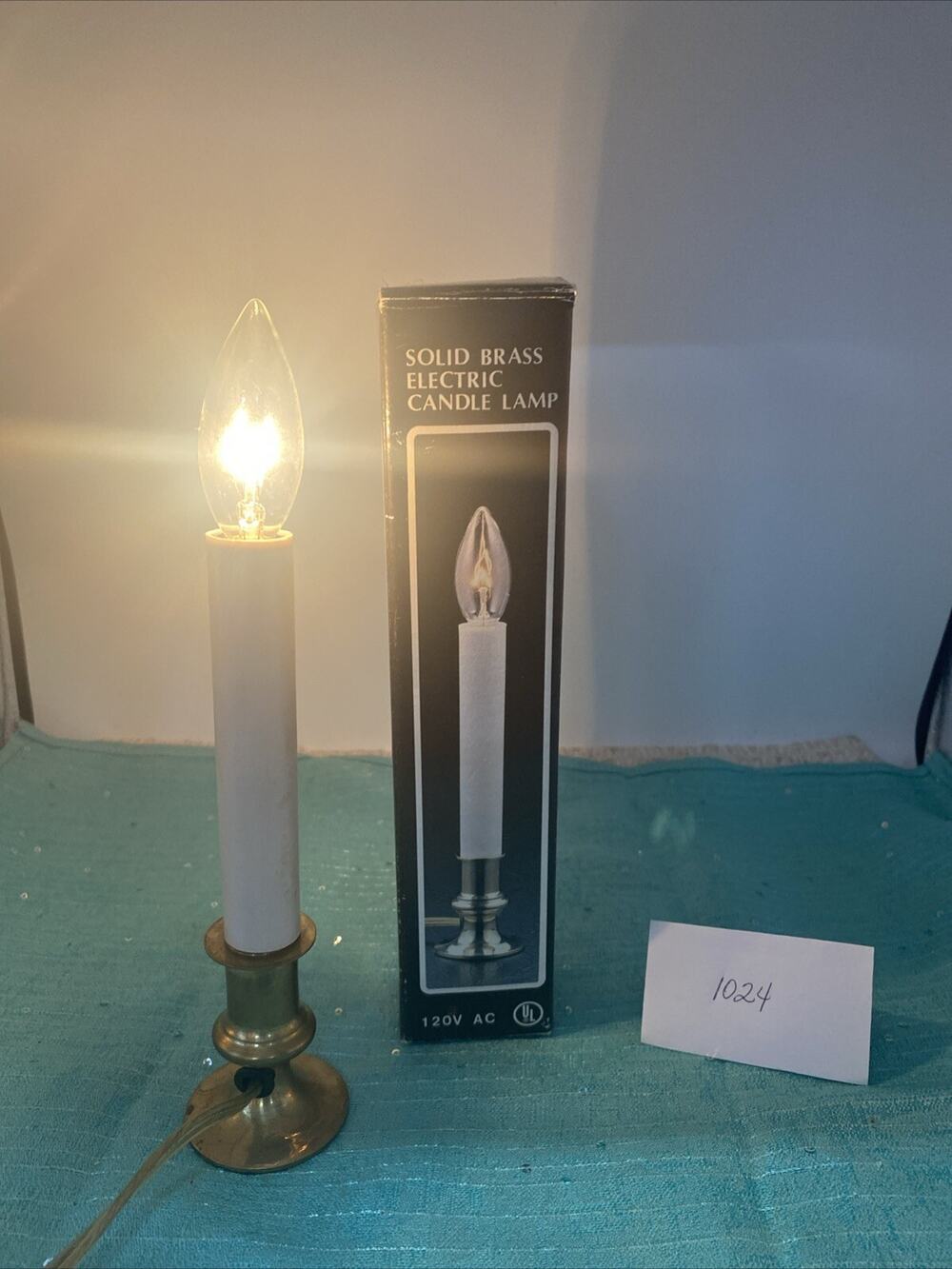 VINTAGE 7" ELECTRIC CANDLE LAMP SOLID BRASS BASE